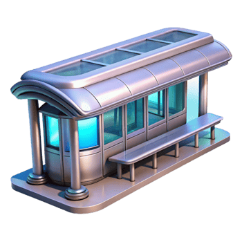 extraordinary creative Futuristic Public Transport Hub Transparent Background Isolated detailed png