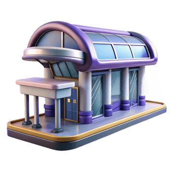 extraordinary abstract Futuristic Public Transport Hub Transparent Background Isolated high resolution png