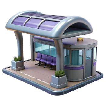 serene artistic Futuristic Public Transport Hub Transparent Background Isolated detailed png