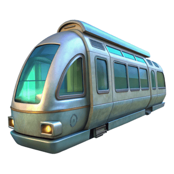 magnificent vintage Futuristic Train Car with Panoramic Windows Cutout premium png