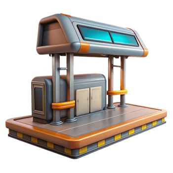 vibrant modern Futuristic Train Platform Signage Isolated Element high resolution png