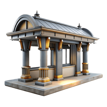 dramatic artistic Futuristic Train Station Concourse Isolated Element authentic png