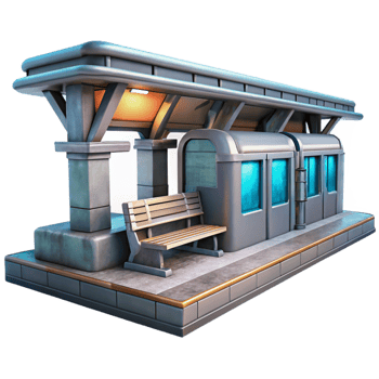 vibrant contemporary Futuristic Train Station Platform Isolated original png