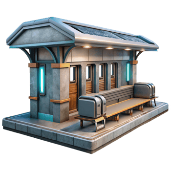 beautiful classic Futuristic Train Station Platform Isolated detailed png