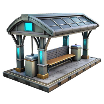 beautiful vintage Futuristic Train Station Platform Isolated original png