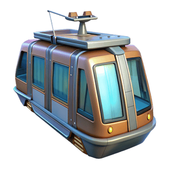 beautiful rustic Futuristic Tram Exterior Design Isolated high quality png