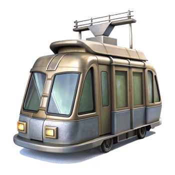 impressive rustic Futuristic Tram Exterior Design Isolated high quality png