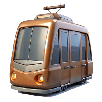 elegant contemporary Futuristic Tram Front View Isolated detailed png