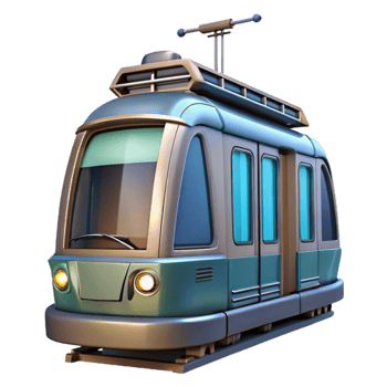 dramatic modern Futuristic Tram Front View Isolated authentic png