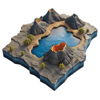 extraordinary rustic Galapagos Islands Volcanic Landscape Aerial View Cutout authentic png