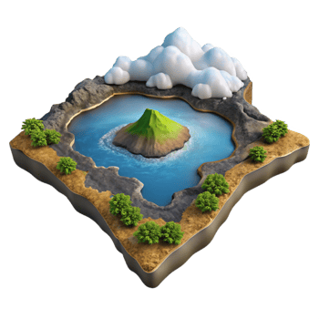 wonderful minimalist Galapagos Islands Volcanic Landscape Aerial View Cutout original png