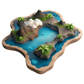 impressive vintage Galapagos Islands Volcanic Landscape Aerial View Cutout detailed png