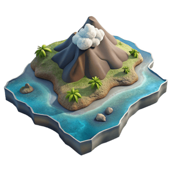 serene rustic Galapagos Islands Volcanic Landscape Aerial View Cutout high resolution png