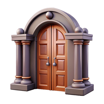 beautiful vintage Gallery Entrance Double Doors Isolated Element png