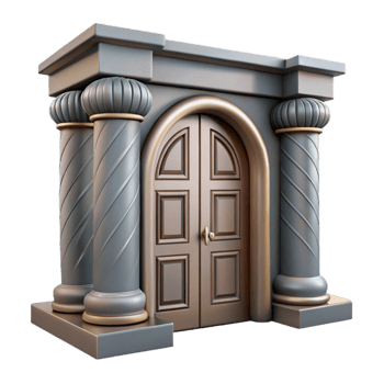 impressive artistic Gallery Entrance Double Doors Isolated Element high resolution png