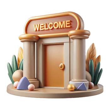 elegant contemporary Gallery Entrance Welcoming Sign Cutout premium png