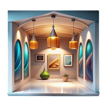 vibrant vintage Gallery Interior Bright Lighting Transparent original png
