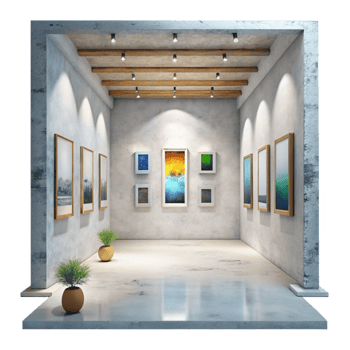 beautiful classic Gallery Interior Bright White Walls Isolated Element high resolution png