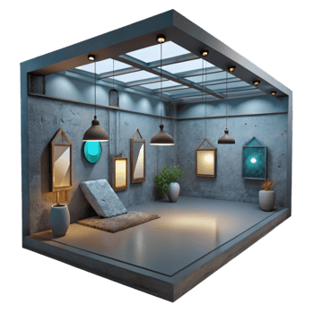 vibrant classic Gallery Interior Dim Lighting Cutout high quality png