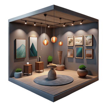 beautiful classic Gallery Interior Dim Lighting Cutout authentic png
