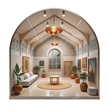 vibrant traditional Gallery Interior High Ceiling Cutout detailed png