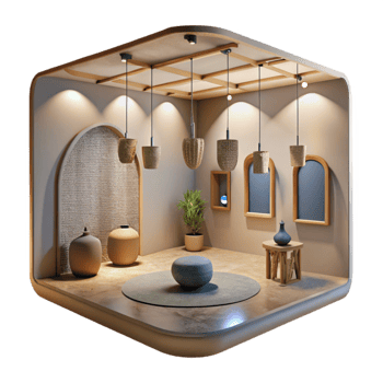 dramatic traditional Gallery Interior Soft Lighting Isolated Element high quality png