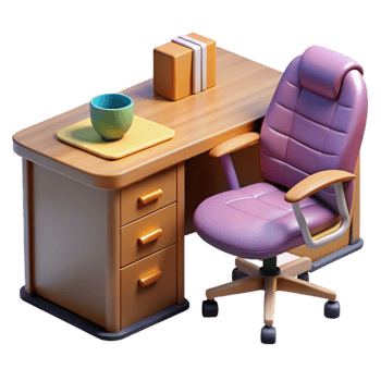 serene contemporary Gallery Office Desk and Chair Cutout genuine png