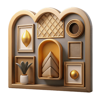 dramatic artistic Gallery Wall Art Deco Style Cutout premium png