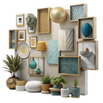 elegant minimalist Gallery Wall Art Variety of Styles Isolated premium png