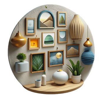 magnificent creative Gallery Wall Artwork Display Cutout detailed png