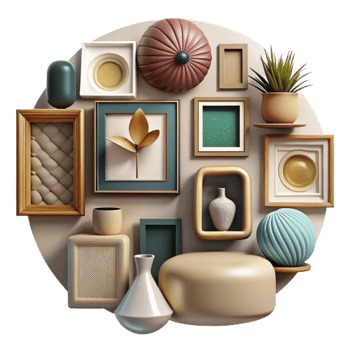 elegant vintage Gallery Wall Curated Collection Cutout detailed png
