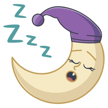 Sleeping Cartoon Crescent Moon Adorable Nighttime Icon vector