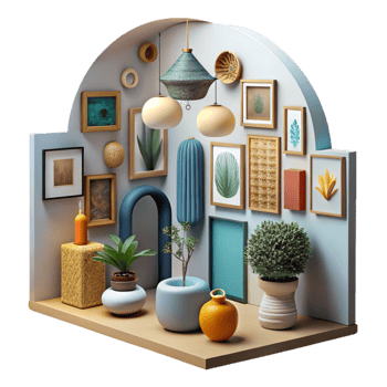 impressive vintage Gallery Wall Diverse Artwork Cutout png