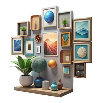 elegant classic Gallery Wall Diverse Artwork Cutout high resolution png