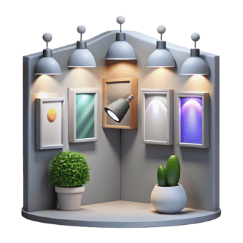 dramatic minimalist Gallery Wall Spot Lighting Transparent Background detailed png