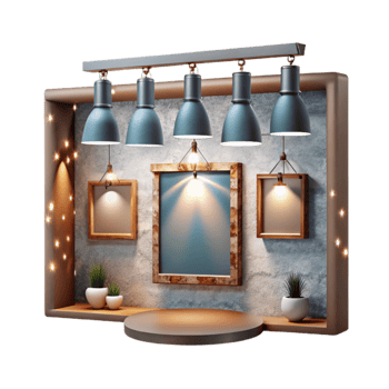 wonderful rustic Gallery Wall Spot Lighting Transparent Background professional png
