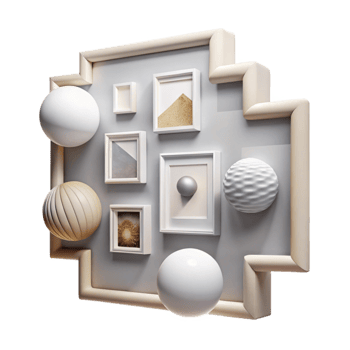 vibrant artistic Gallery Wall White Background Cutout high quality png