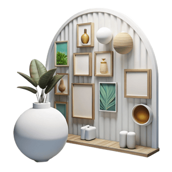 beautiful vintage Gallery Wall White Background Cutout original png