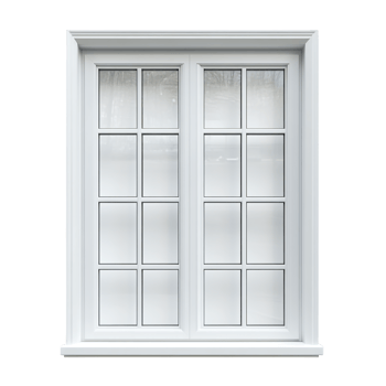 Classic White Window Frame with Glass Panes Against Transparent Background png