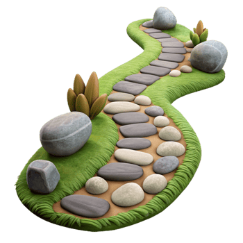 beautiful modern Garden Path with Stones Isolated Winding Path genuine png