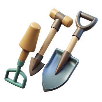 extraordinary contemporary Garden Tools Cutout with Spade and Rake professional png