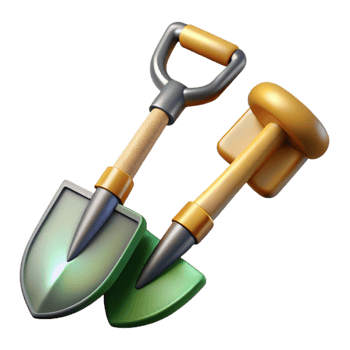 magnificent artistic Garden Tools Isolated Shovel and Rake original png