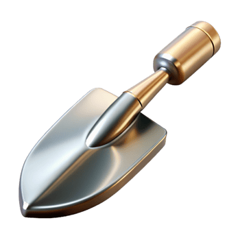 dramatic abstract Garden Trowel Metal Shiny Isolated professional png
