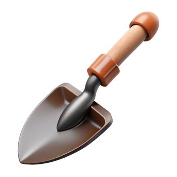 serene traditional Garden Trowel with Soil Isolated on Transparent Background exclusive png