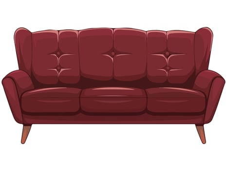 Cartoon Sofa Icon Illustration on White Background vector