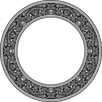 monochrome round oriental ornament. Arabic patterned circle of Iran, Iraq, Turkey, Syria. Persian frame, border. For sandblasting, laser and plotter vector