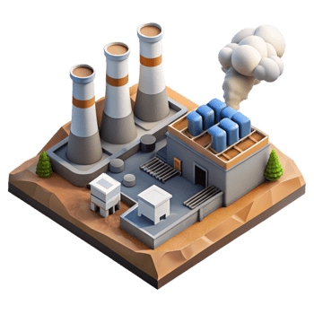 impressive modern Geothermal Energy Plant Aerial View Transparent Background premium png