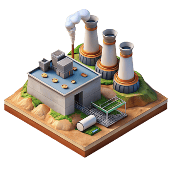 impressive creative Geothermal Energy Plant Aerial View Transparent Background detailed png