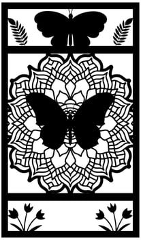 floral butterfly wall art laser cut vector