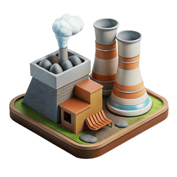 beautiful rustic Geothermal Power Plant Side View Cutout genuine png